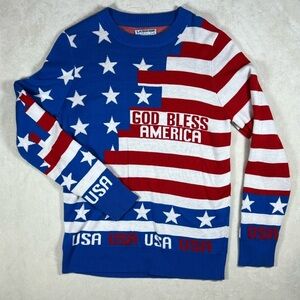LA Police Gear American Flag Ugly Sweater Patriotic Sweater Red, White, and Blue